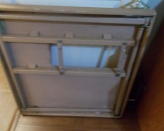 Vintage folding sewing table back view