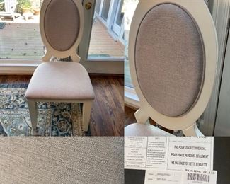 Set of 4 Capri Oval Back Cream Color Gray Upholstered Side Chairs - Like New