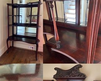 Antique French Mahogany Petite Mirrored Etagère Vitrine, Pristine Condition 