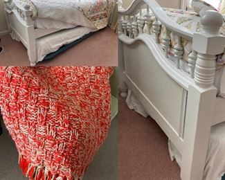 White Wooden Trundle Bed 