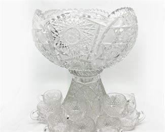 HUGE ANTIQUE CRYSTAL PUNCHBOWL