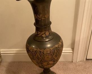 Large Metal Carved Urn