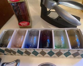 Vintage Shot Glasses Colored Glass