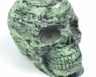 Large Zoisite and Ruby Skull