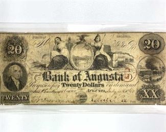 1850 The Bank of Augusta $20 Note, GA, F