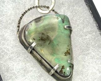 Handmade Signed Boulder Opal Pendant, Silver
