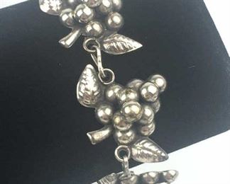 Vintage Sterling Silver Grapes Bracelet