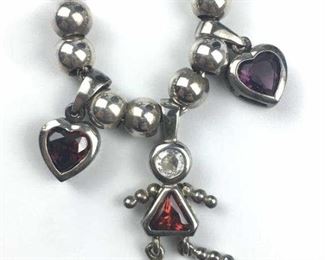 Sterling Silver Little People Birthstone Necklace