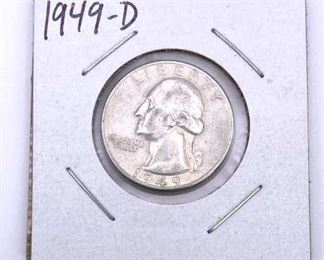 1949-D Washington Silver Quarter, Nice XF