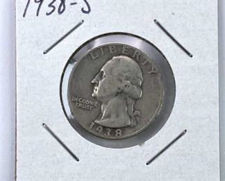 1938-S Scarce Washington Silver Quarter