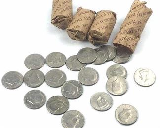 (80) JFK Clad Half Dollars, (4) Full Mixed Rolls