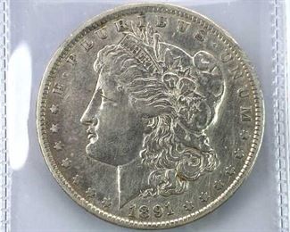 1891 Morgan Silver Dollar, U.S. $1 Coin