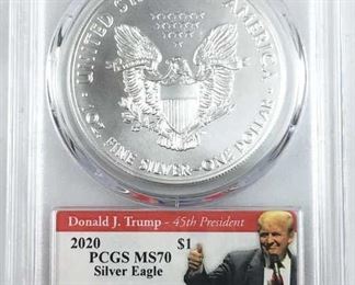 2020 Silver Eagle MS70 PCGS Trump Label