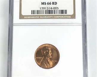 1955-S Lincoln Cent, MS66RD NGC, High Grade