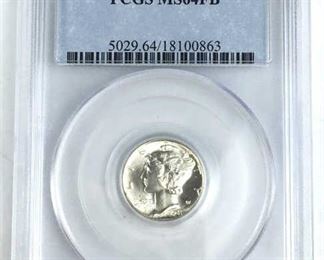 1941 Mercury Silver Dime, PCGS MS64FB