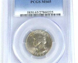 1952-D Washington Silver Quarter PCGS MS65