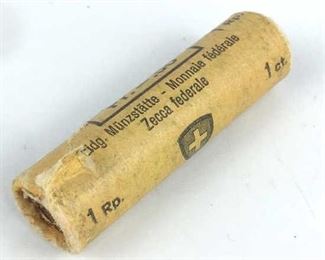 BU Roll of 1RP Swiss Coins, 1973