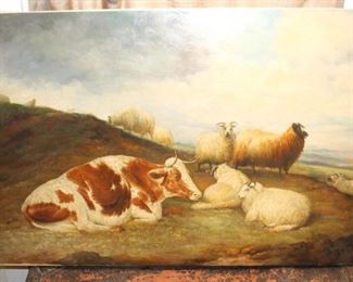 Rustic livestock painting.