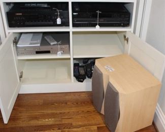 Electronics and bookshelf speakers.