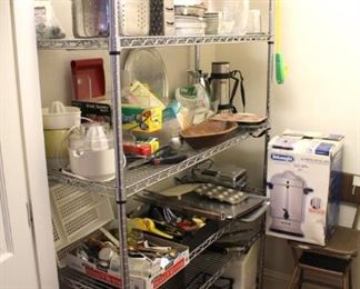 Pantry is full of quality kitchen items. Shelving is not for sale.