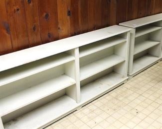 Display shelves, 75" L x 34" H x 11" D.