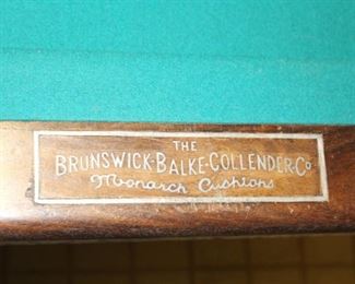 Antique 1920's Brunswick-Balke-Collender-Co. Billiard Table 5' x 9'.