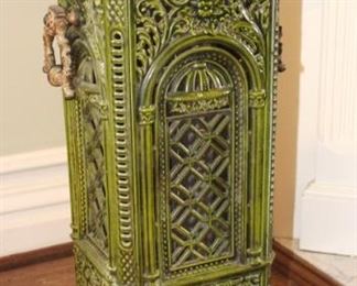 Antique green enameled stove.