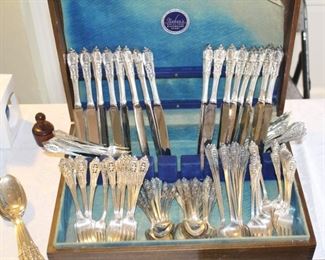Rosepoint by Wallace sterling flatware set.  