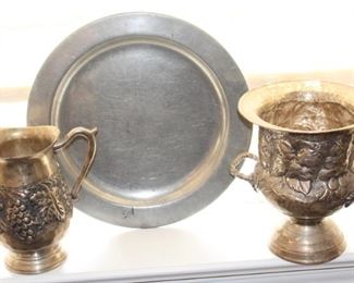 Mexican silverplate and pewter charger.