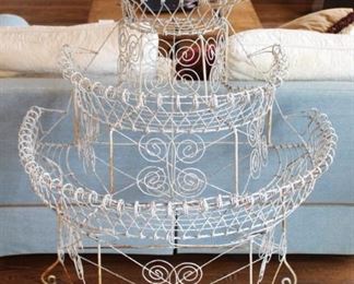 Vintage Victorian hand bent wire plant stand.  