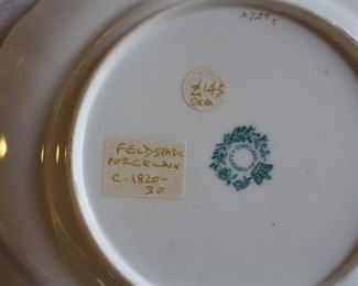 Underside of previous pictured Copeland & Garrett porcelain plates, c. 1820-1830.