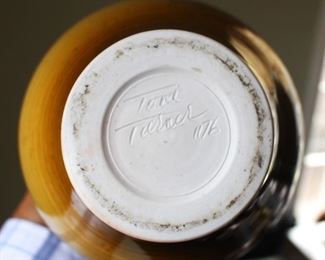 Underside of Tom Turner studio pottery vase.