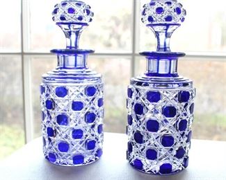 Baccarat Diamants Pierreries Crystal Perfume Bottles? Blue dot cabochon. Exquisite!