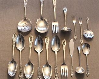 Rosepoint by Wallace sterling flatware serving pieces.