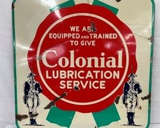 EARLY PORC. COLONIAL LUBRICATION SIGN