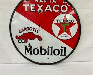 27IN DS PORC. TEXACO MOBILOIL SIGN