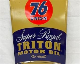 EMB. 76 UNION TRITON OIL CAN SIGN