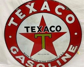 42IN DS PORC. TEXACO GASOLINE SIGN