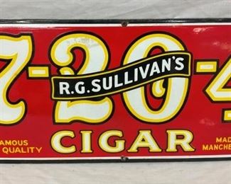 UNUSUAL PORC. 7-20-4 CIGAR SIGN