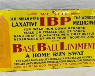RARE PORC. IBP BASEBALL LINIMENT SIGN