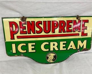 EARLY PORC. PENSUPREME ICE CREAM SIGN