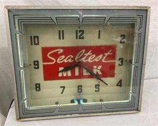 SEALTEST MILK NEON CLOCK 18X19