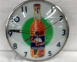 15IN SUN CREST LIGHTUP CLOCK W/ BOTTLE