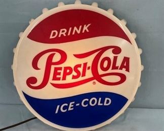 RARE LIGHTUP PEPSI CAP SIGN