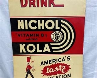 1941 NICHOL KOLA DRINK SIGN