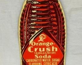 RARE 1939 ORANGE CRUSH EMB. BOTTLE SIGN