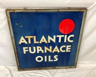 SIDE 2 PORC. ATLANTIC OILS SIGN W/ FRAME