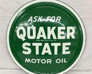 24IN NICE QUAKER STATE CONVEX OIL SIGN