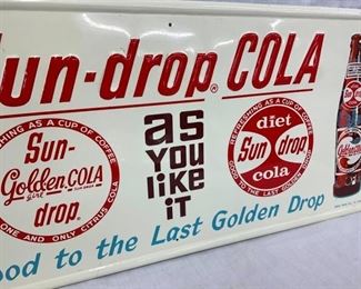 DATED 1963 EMB. SUNDROP COLA SIGN
