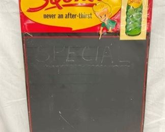 EMB. SQUIRT MENU SIGN W/ BOTTLE